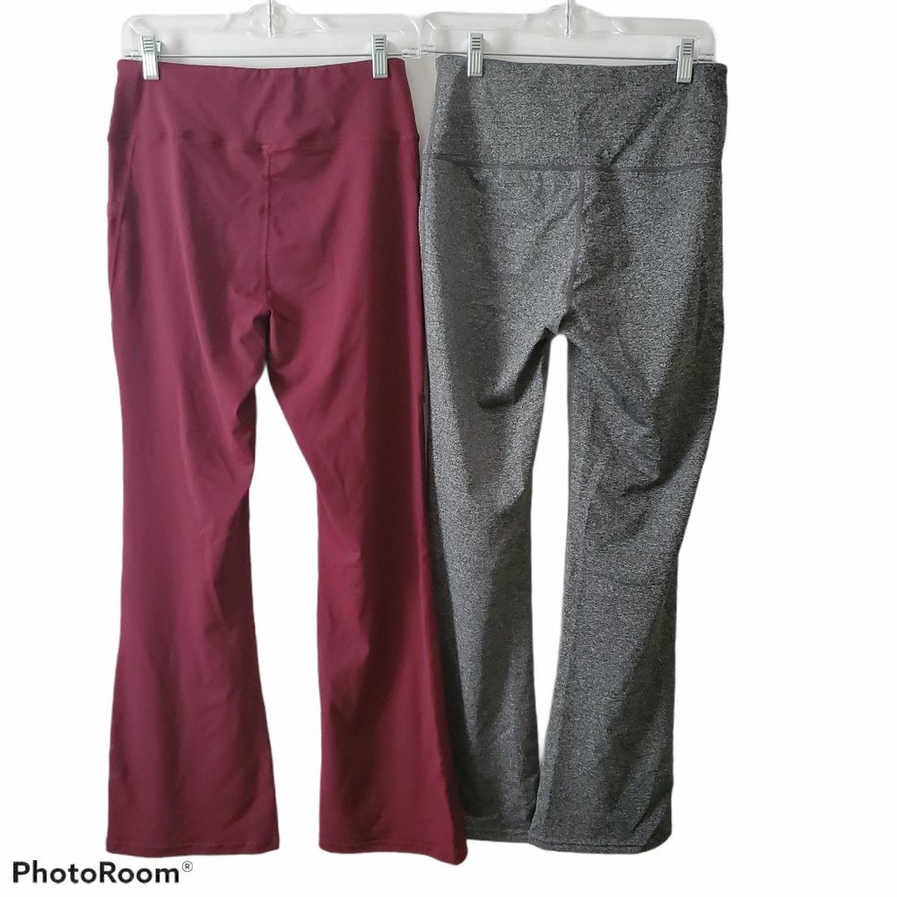 Set Of 2 MOCOLY & Chin Fun Women's Bootleg Leggings Burgundy/Gray Medium NWT - Picture 5 of 16